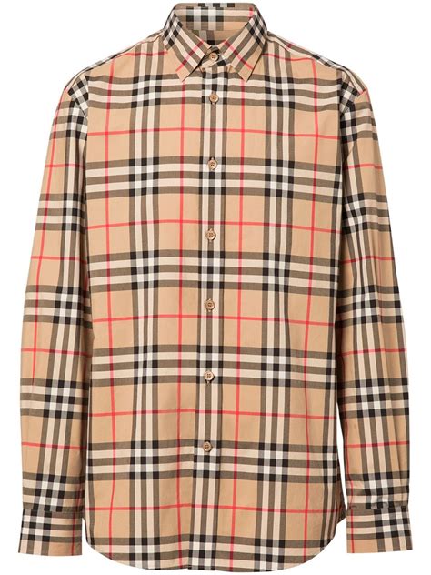 mens burberry check shirt cotton|check cotton poplin shirt.